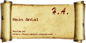 Hein Antal névjegykártya